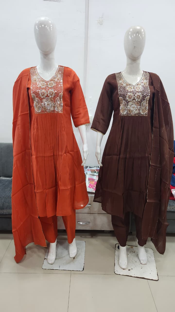 1776 To 1779 By Ossm Style Chinon Hand Work Kurtis Set Size Combo